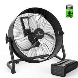 Airvention 15600mAh Rechargeable Battery Operated Floor Fan, 16 inch Yellow Industrial High Velocity Drum Fan, Shop Fan for Camping Gym Garage Outdoor Indoor, AI-F601Y