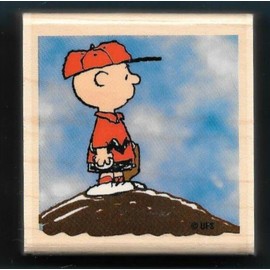 Wooden Mount Rubber Stamp for Card Making Charlie Brown Baseball Peanuts Cartoon Character UFS