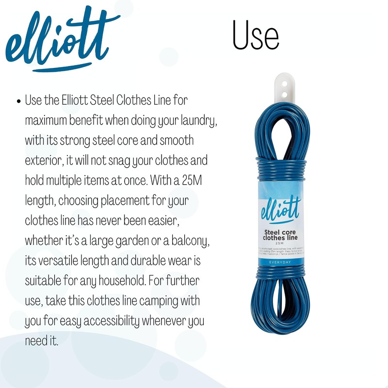 Elliott Steel Core Clothes Line, 25 Meters, Extra Stong, Laundry