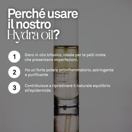 Flower Bloom, Hydra-Oil, biphasisches Gesichtsserum auf Hanfbasis, reinigende Wirkung, ideal für Mischhaut mit Unvollkommenheiten, hergestellt in Italien, 30 ml