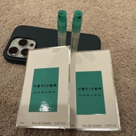 Carven Vetiver Carven by Carven for Men - 1.6 ml EDT Spray Vial (Mini) Lot Of 2