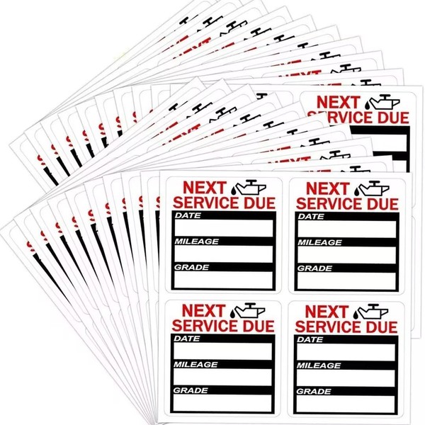 40 PCS Black Oil Change Reminder Stickers,Custom Letter Print Rectangular