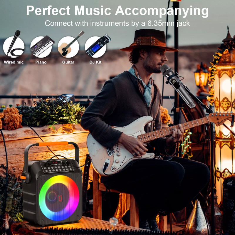 Universal JYX Karaoke Machine With 2 Microphone Portable Party Speaker