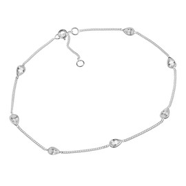 AeraVida Classy Chic Fußkettchen für Damen, Tropfenform, weiße Zirkonia, 925er Sterlingsilber, elegantes Accessoire, glänzendes, minimalistisches Fußkettchen für den täglichen Gebrauch,