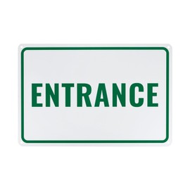 M METERXITY 1-Pack Entrance Sign 12x8 Inch Aluminum Reflective Enter Here Signs Rust Free Waterproof Entrance Signs for Business/Door[Green Letters On White Background]