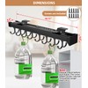 Pull Out Broom Holder With Adjustable Double Row Sliding Hook,
