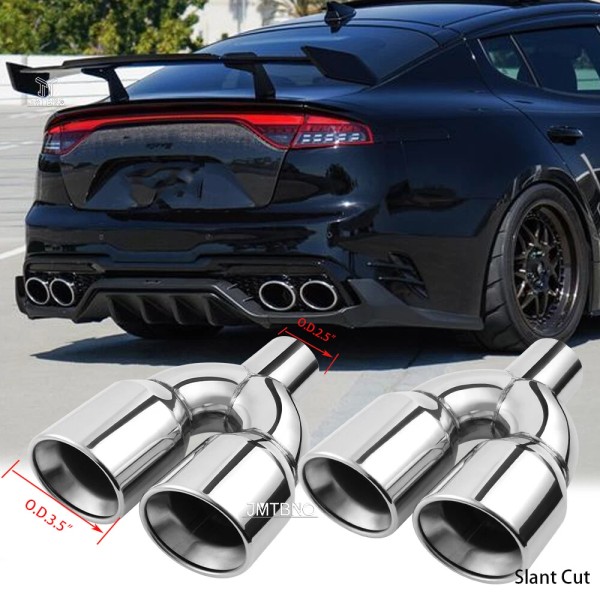 JMTBNO 2pcs 2.5" Inlet 3.5" Dual Outlet Exhaust Tip Slant