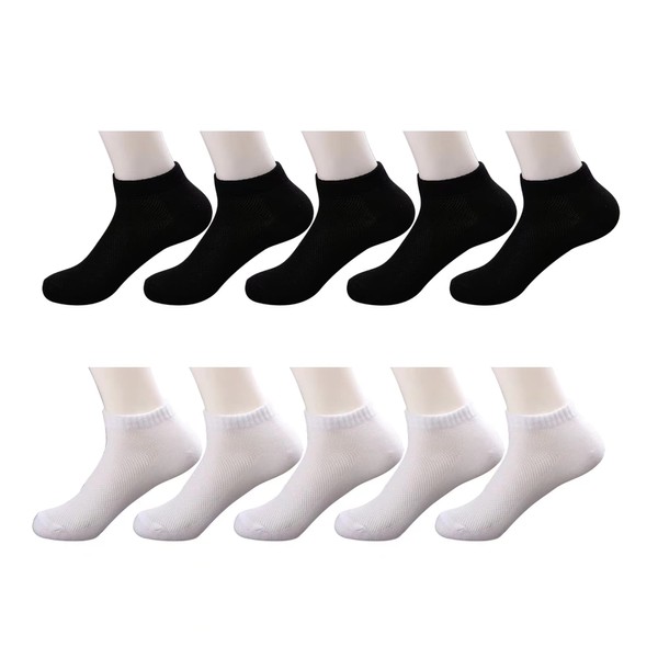 10 pares de calcetines desechables blancos y negros, medias elásticas de repuesto para viajes, ideales para viajes de negocios y deportes