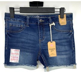 Hippie Girl Denim Shorts Kids Size 14 Midi Blue Super Soft Stretch Adjustable