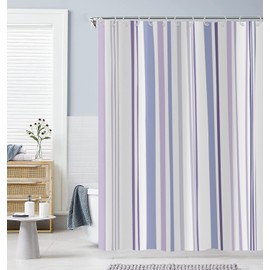 GCIREC Stripe Shower Curtain, Blue Purple Grey Stripe Minimalism Aesthetics Bathroom Curtain for Modern Bathtub Decor Waterproof Fabric Machine Washable with 12 Hooks 72"x72"