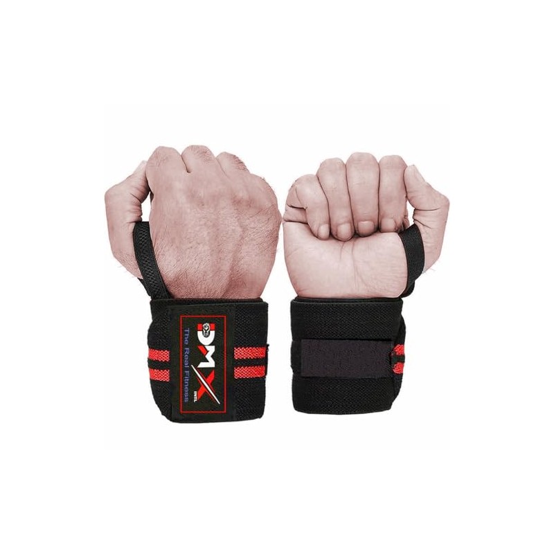 DMX INTL Weightlifting Wrist Wraps with Heavy Duty Thumb Loop