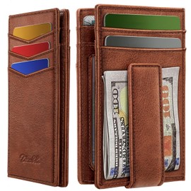 Zitahli Mens Slim Wallet - RFID Blocking Leather Bifold with Magnetic Closure, 12+ Card Capacity ID Window | Money Clip Gifts for Him