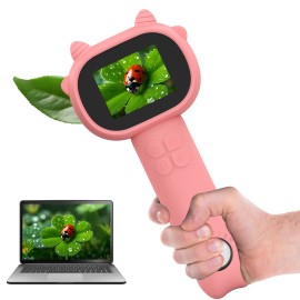 2025 Portable Handheld Digital Magnifying Glass Mini 500X Pocket Microscope Kit Children's Toy for Kids' Camerasmodel number: KY36, color: Pink