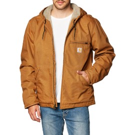 Carhartt Mens Relaxed Fit Washed Duck Sherpa-Lined Jacket Work Utility Outerwear, Carhartt Brown, XX-Large US
