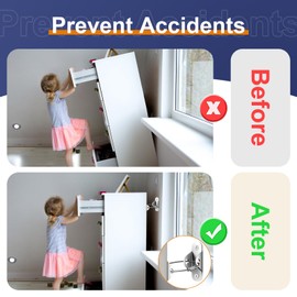 12 Pack Furniture Anchors for Baby Proofing, Anti Tip Furniture Wall Anchors, Secure 400 Pounds Furniture, Bookcase, Dresser to Wall, Earthquake Furniture Straps for Child Safety, Silver