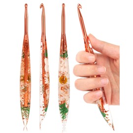 Coopay 5.5mm Crochet Hook, Sparkly Floral Pattern Crochet Hooks, Ergonomic Crochet Hooks for Arthritic Hands, Tapered Crochet Hook with Resin Handle, for Handmade Knitting, for Beginners (5.5mm)