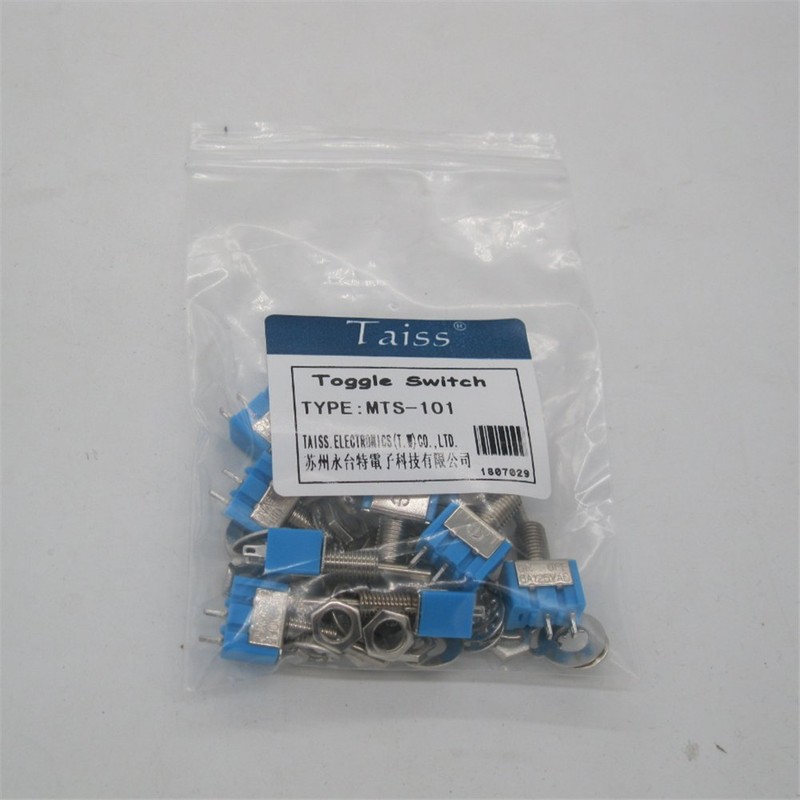 Taiss 10PCS SPST Mini Toggle Switch 2 Pin 2 Position