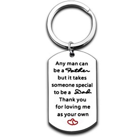 Nimteve Stepdad Gifts From Stepdaughter Stepson Step Dad Keychain Key Tags Father’s Day Gifts For Stepfather Father In Law From Daughter Son (It Takes Someone Specail To Be A Dad)