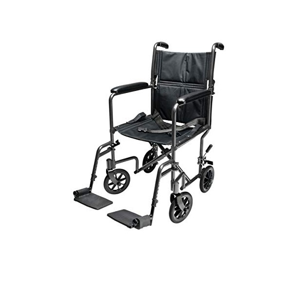 Everest & Jennings Transport Wheelchair, Compact & Strong Steel Frame, 19" Seat