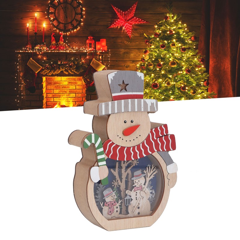 Luminous Christmas Ornament LED Light Emitting Wooden Christmas Decorations Ornaments