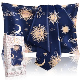 Miss Adola 2 Pack Mulberry Silk Pillow Case for Hair and Skin 19 Momme Standard 26"x20" Sun Moon Sign Silk Pillowcase Soft Smooth Satin Pillowcase Sleeping for Women