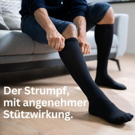 MEDOLY Support Stockings (2 Pairs) with Compression, Travel Socks with 65% Cotton, Compression Stockings for Men and Women - Support Knee Socks without Disturbing Seam, 2 x dark blue