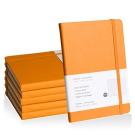EMOMAS Lined Journal Notebook, 6Pack(Orange), 160 Pages, Medium 5.7 inches x 8 inches - 100 gsm Thick Paper, Hardcover