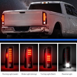 Gubebaili LED Tail Light + 3rd Brake Light Fit for Dodge Ram 1500 2002-2006,Fit for Dodge Ram 2500 3500 2003-2006, Chrome Housing Smoke Lens