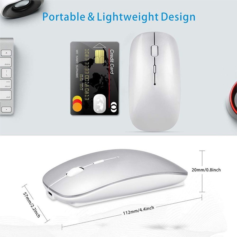 YOMYM Mouse inalámbrico Bluetooth, 2.4GHz Mouse Óptico Inalámbrico con 2400