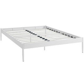 Modway Elsie Modern Metal Full Platform Bed Frame Mattress Foundation with Slat Support in White
