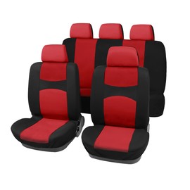 X AUTOHAUX Universal Fit Full Set Car Seat Cover Kit for Truck SUV Black Red