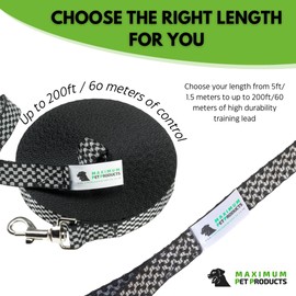 Maximum Pet Products Chequered Dog Training Lead 50ft/15m