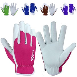Ladies/Mens Leather Gardening Gloves - Work Gloves for Women or Men for Garden and Household Tasks (Pink, Small)