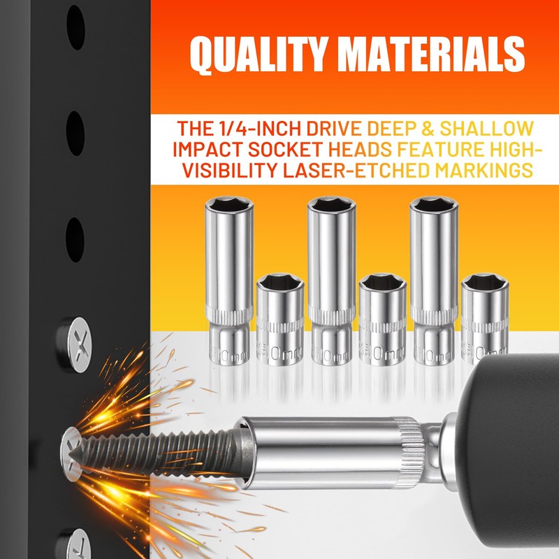 Bettinay 6 PCS 10mm Socket, 1/4-Inch Drive Deep and Shallow