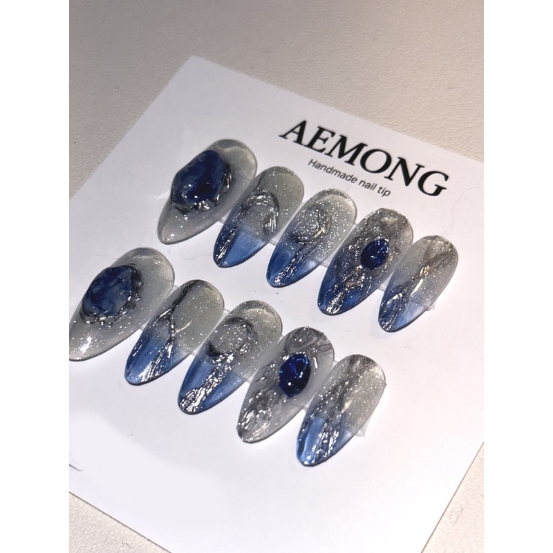 [High quality drawing nail] Navy moonlight - Short ballerina /