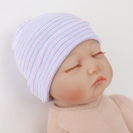 DRESHOW BQUBO Newborn Baby Boys Hats Hospital Cotton Cute Knit Hat Premie Baby Stripe Beanie Infant Caps for 0-6 Months