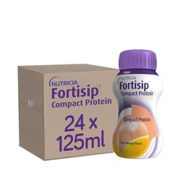 Fortisip Compact Protein Drink, Peach and Mango Flavour, 125ml Bottle x24