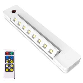 BIGLIGHT Under Counter Light Battery Operated, Dimmable Closet Light with Remote and Timer, Wireless Under Cabinet Lighting, Stick on Lights for Pantry Wardrobe Shelf, Warm White, 10 Inch