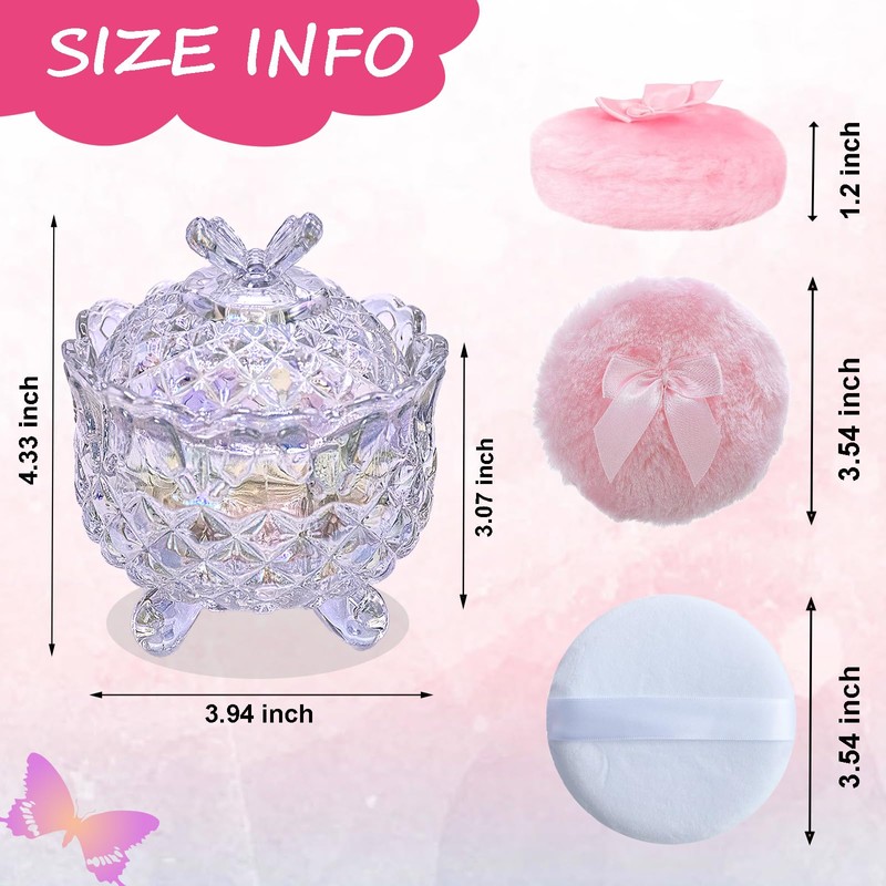 Qopoto 5 Pieces Large Body Powder Puff and Powder Container,