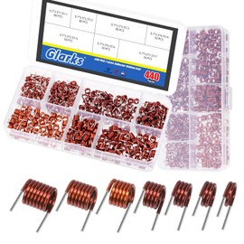 Glarks 440pcs 0.7 x 3.5 x 1.5/2.5/3.5/4.5/5.5/6.5/7.5T Hollow Coil Inductor, 7 Sizes Inductors FM Coil Inductor, Hollow Coil Inductance Remote Control, Inductance Copper Wire Remote Control