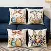 Ticacooler Easter Pillow Covers 18x18 Inch Set of 4, Bunny