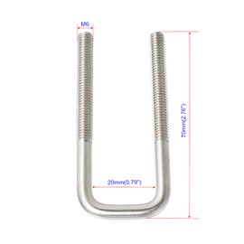 Aoje-Link Square U Bolt 2.17"(55mm) Inner Width M8 Thread 304 Stainless Steel Silver with Plates Nuts Flat Washers, 2Pcs