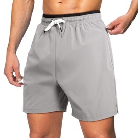 GINGTTO Mens Board Shorts Swimwear 5 inch Beach Bathing Suit for Men with Liner Swimming Shorts Grey L