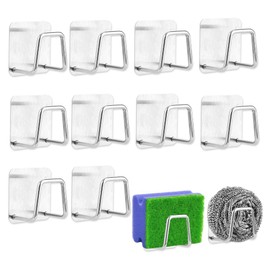 X-BLTU 10 Stück Schwammhalter Küche Festen Halt Ohne, 304 Edelstahl Schwammhalter Spülbecken Wasserdicht, Silber Spülschwammhalter Spülbecken Organizer für Sponge Holder Küchen und Bad