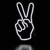 15" Bright White Neon Style Peace Fingers LED Lighted Wall