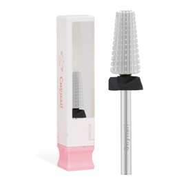 Cnynail 5 in 1 Nail Drill Bit, Tungsten Carbide Multi-Function Bit for Acrylic Nails, Hard Gels, Cuticles Removal, 3/32" Shank, Two-Way Rotation for Left & Right-Handed Use (XC Grit, Silver)