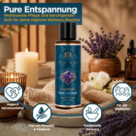 Panu Natural Lavender Massage Oil - Nourishing Body Oil for Massaging - Skin Oil with Moisturising Effect - Premium Body Oil - Vegan Massage Oil for Relaxing