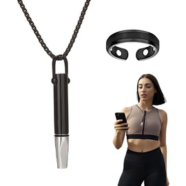 Anti Anxiety Breathing Necklace, Anxiety Relief Necklace with a Relief Ring Breathlace Portable Stainless Steel Stress Necklaces Breathing Exercises Necklaces, for Meditation Relaxation and Exercise