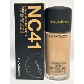 MAC Studio Fix Fluid Foundation SPF15 Shade NC41 Full Size 1oz / 30ml New In Box