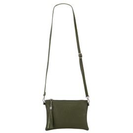 SH Leder Anny G248 Genuine Leather Shoulder Bag Clutch Small Bag Evening Bag 22 x 15 cm, olive green